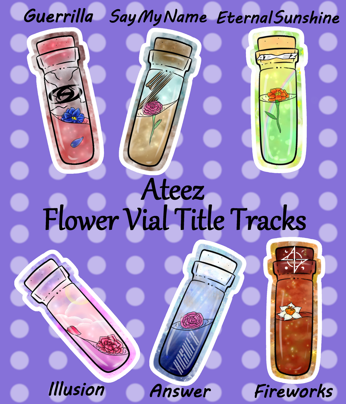 Ateez Title Track Flower Vials Stickers
