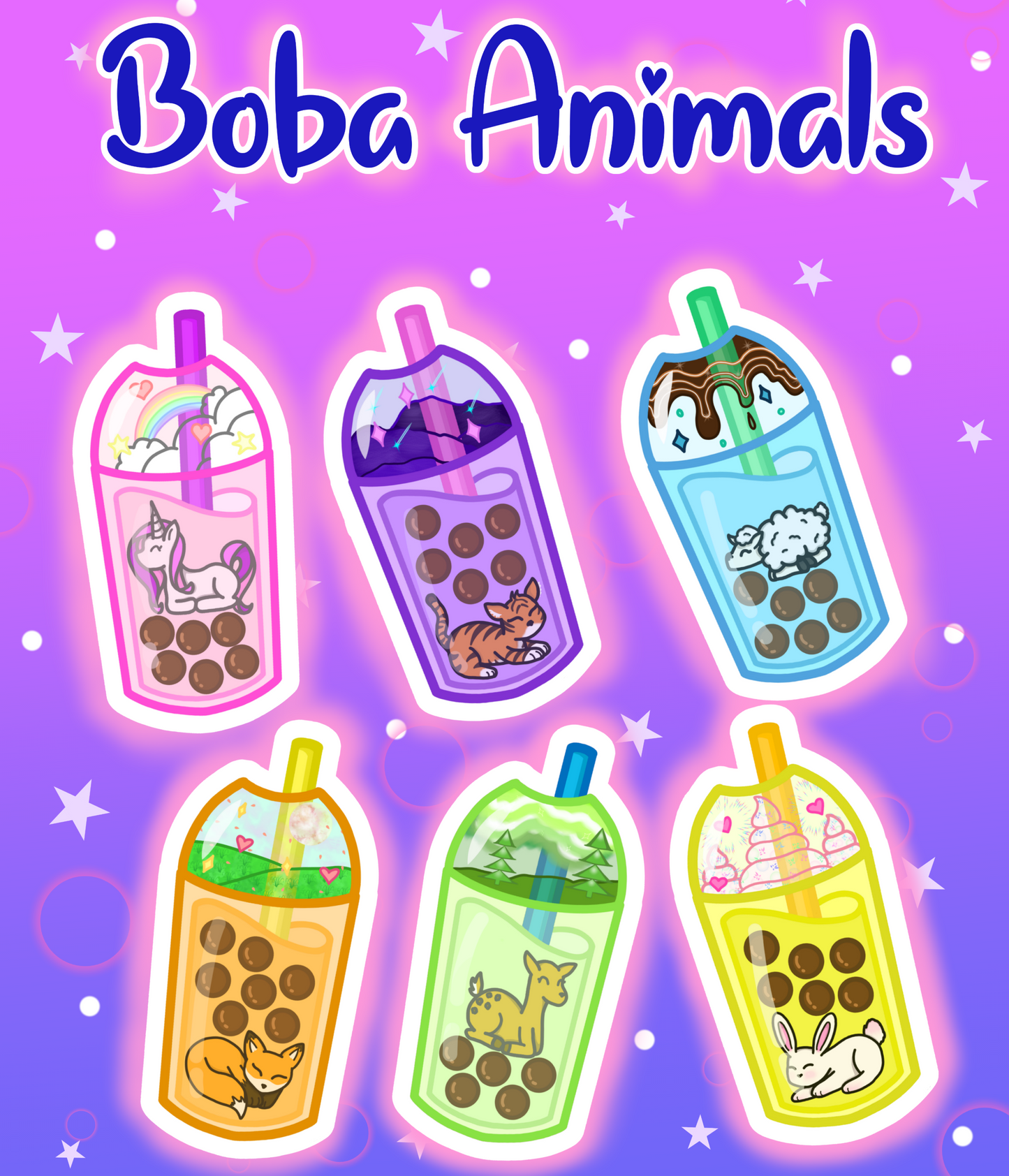 Boba Animals Stickers